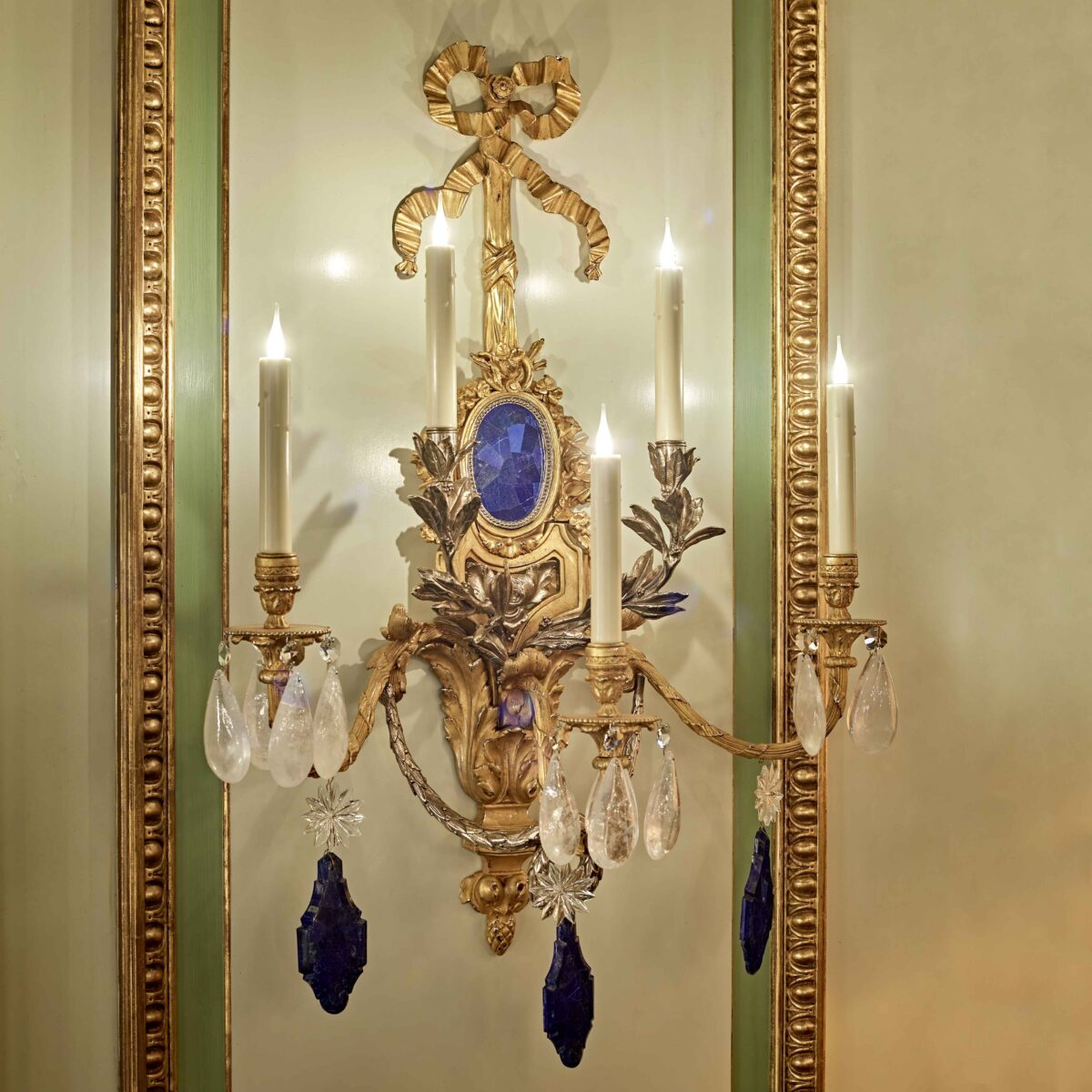 Wall lamp Rambouillet bronze with lapis lazuli 5 lights