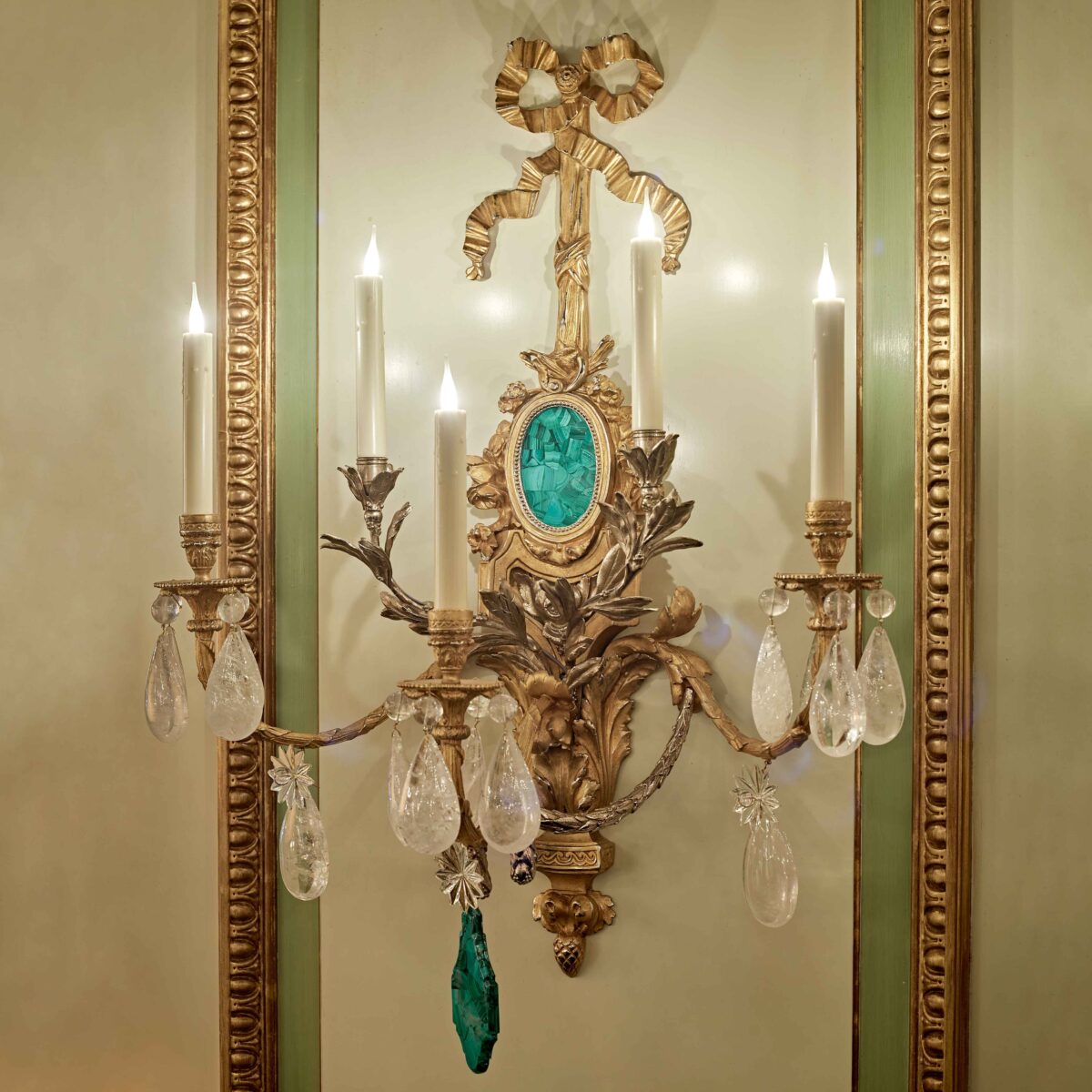Wall lamp Rambouillet bronze with malachite 5 lights