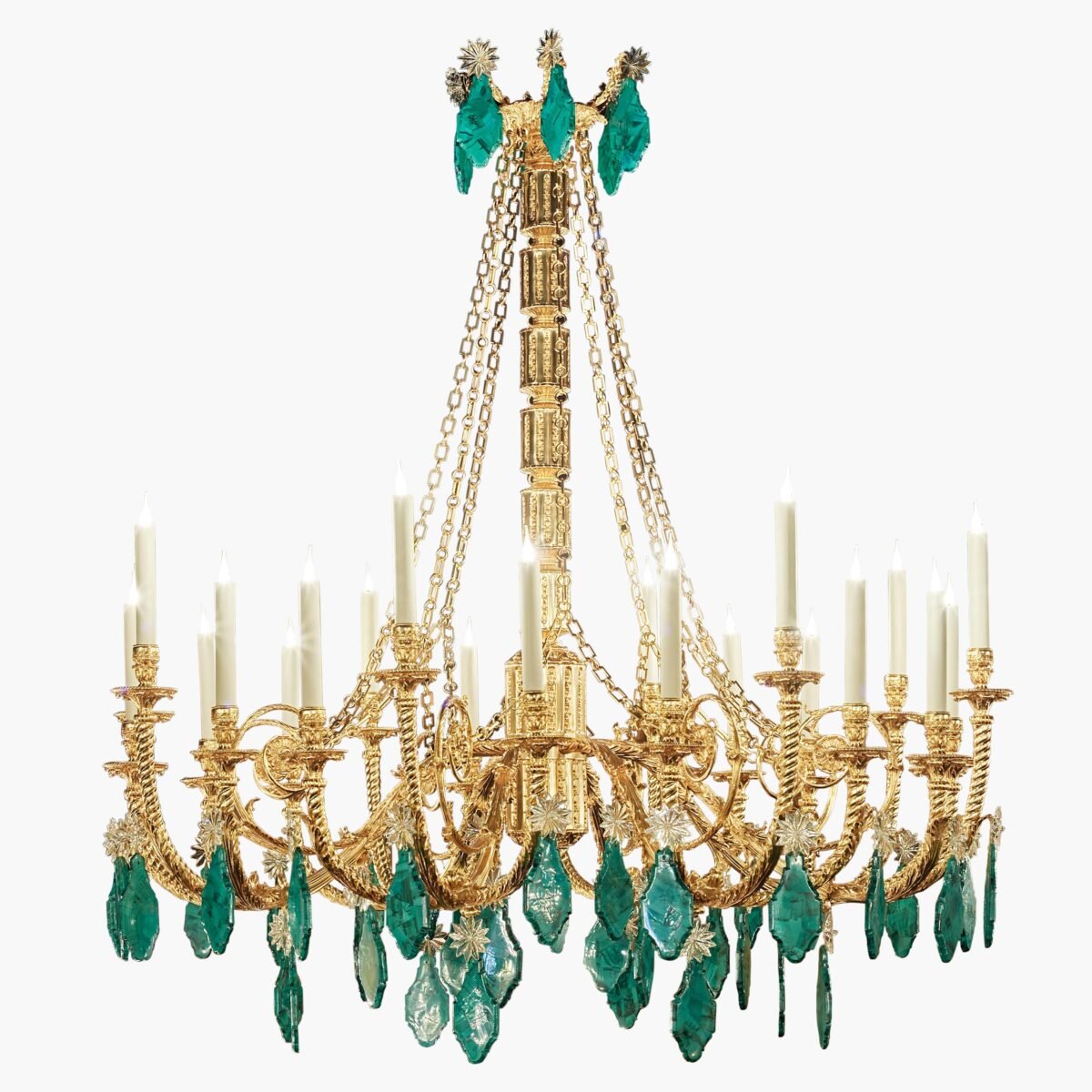 lustre bronze cristal malachite Varennes 24 lumières