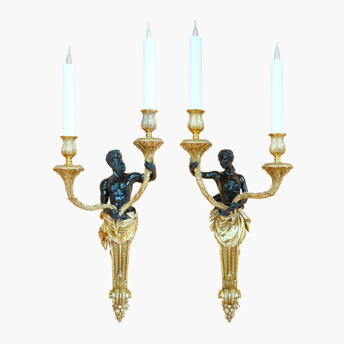 Paire d'applique menade et pan 2 bras