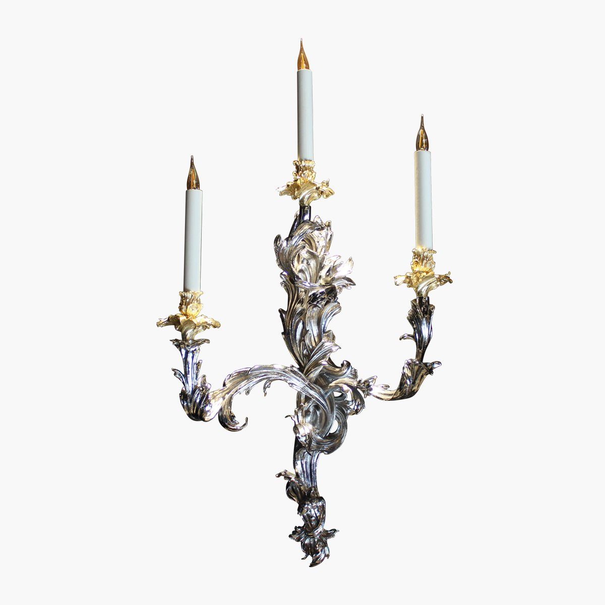 WALL LAMP LOUIS XV-3 SILVER AND GOLD