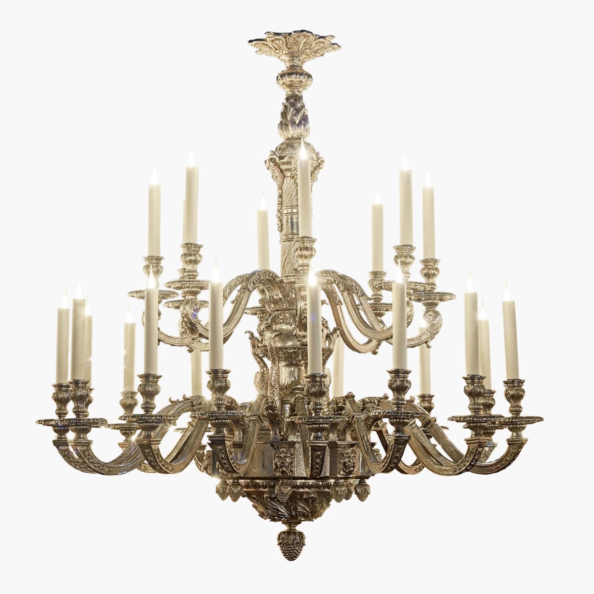 Lustre Dauphin bronze 24 lumières finition nickel